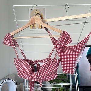 Red Gingham Bikini L top XL bottoms